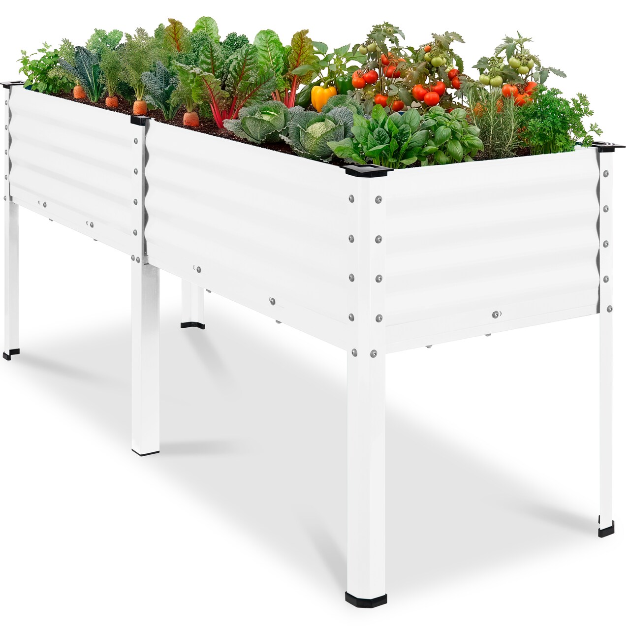 Best Choice Products 72x24x30in Non Toxic Elevated Galvanized Metal Garden Bed Corner Protectors
